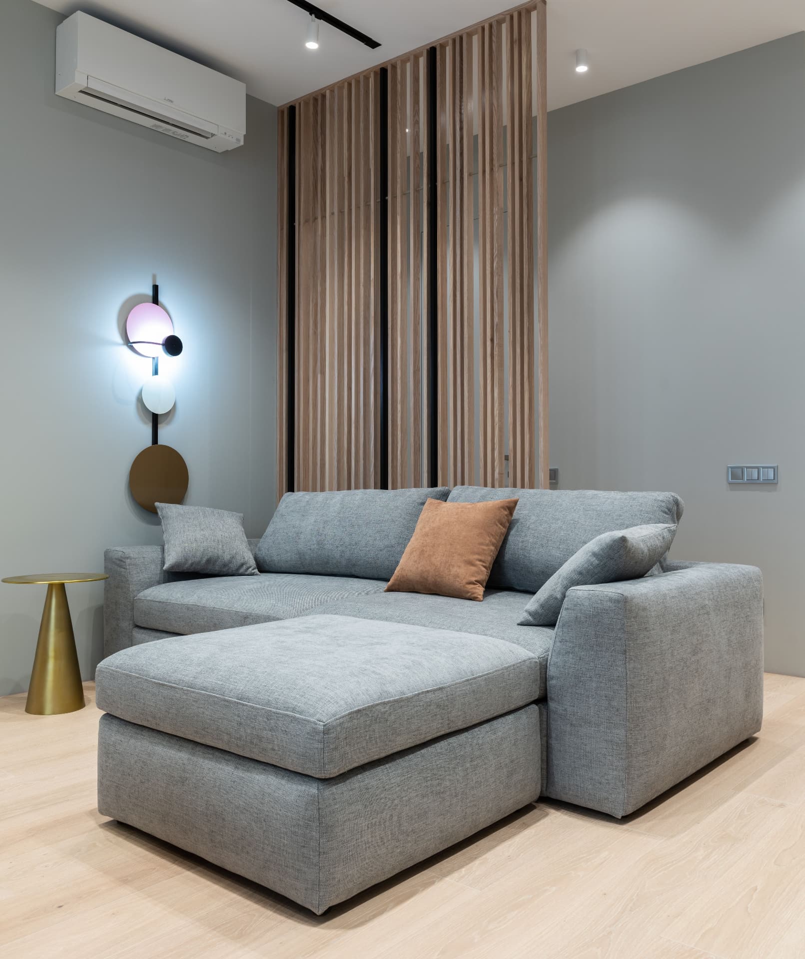 Modern air conditioner installation in a living room
